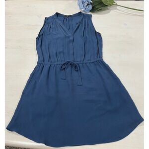 Babaton‎ Silk Dress Sleeveless Drawstring Waist Casual Blue Size S